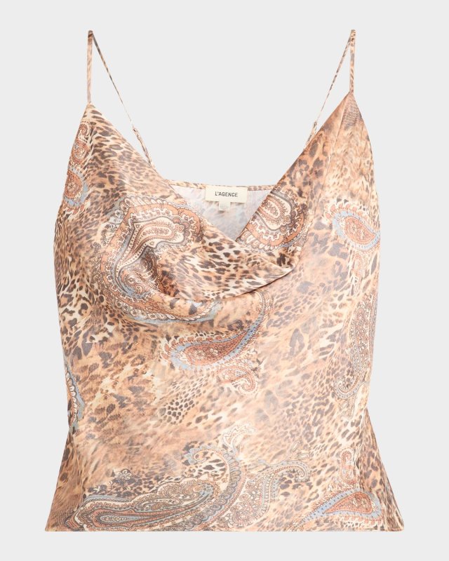 Calista Satin Cowl-Neck Camisole